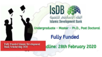 Islamic Development Bank Merit Scholarships for High Technology (MSP), 2020-2021