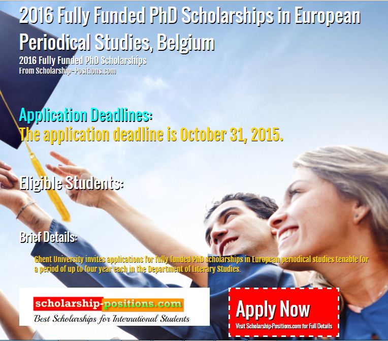 fully funded phd scholarships in belgium