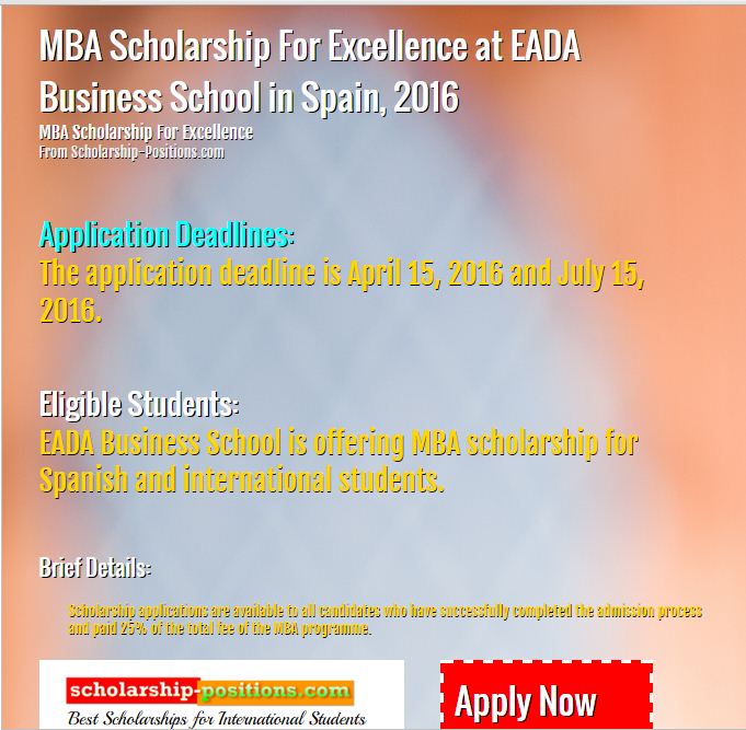 MBA Scholarship for excellence at EADA
