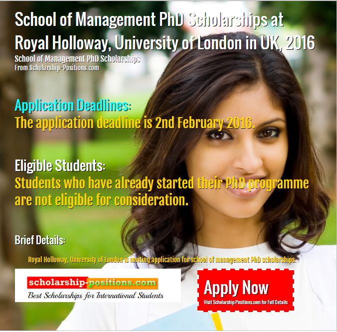 School of Management PhD scholarships