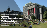 Cole Foundation Fellowships at McGill University in Canada, 2020-2021