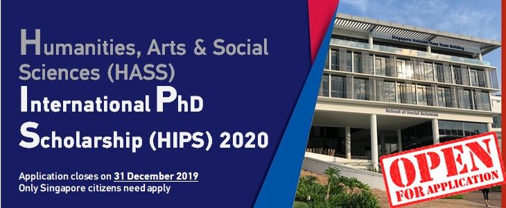 International PhD/Postdoctoral Scholarship for Singaporean Students, 2020