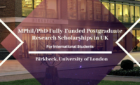 MPhil/PhD Fully-Funded Postgraduate Research Scholarships for International Students in UK, 2020