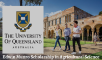 Edwin Munro Scholarship in Agricultural Science at University of Queensland in Australia, 2020
