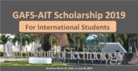 GAFS-AIT International Scholarship at Asian Institute of Technology in Thailand