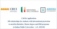100 Scholarships A.Y. for Students with International Protection in Italy, 2019-2020