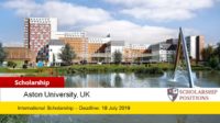 Welcome to Aston Scholarship for International Students in UK, 2019