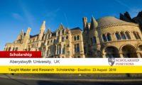 Aberystwyth International Taught Masters Scholarships in UK, 2019-2020