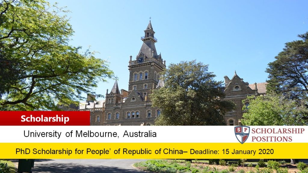 CSC University of Melbourne PhD Scholarship in Australia, 2019-2020