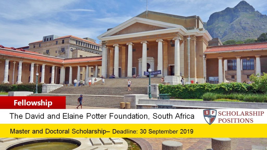 David and Elaine Potter Fellowships in South Africa, 2020