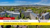 University of Canterbury Alumni Scholarship for International Students in New Zealand, 2019