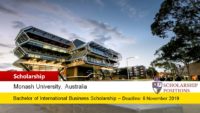 Monash Bachelor of International Business Foundation Year Scholarship in Australia