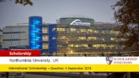 Northumbria Undergraduate Global Scholarship for International Students in UK, 2019