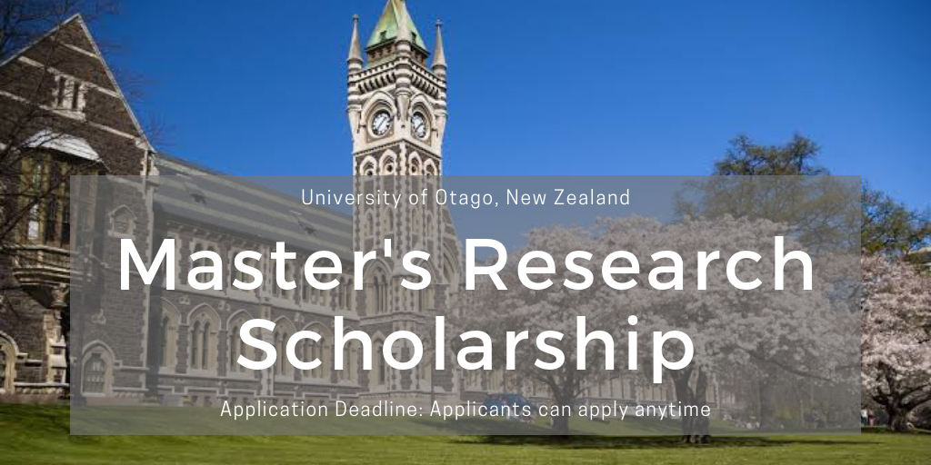 University of Otago Master's Research Scholarship for New Zealand and Australian Students