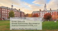 Global American Studies Postdoctoral Fellowship at Harvard University in USA, 2020