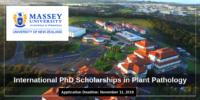 International PhD Scholarships in Plant Pathology at Massey University, New Zealand