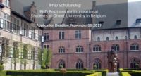 PhD Positions for International Students at Ghent University in Belgium, 2020