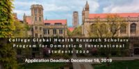 College Global Health Research Scholars Program for Domestic & International Students 2020