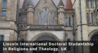 Lincoln International Doctoral Studentship in Religions and Theology, UK