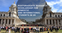 Postgraduate Research Scholarship for Domestic and International Students in UK
