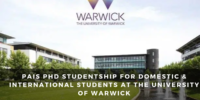 PAIS PhD Studentship for Domestic & International Students at the University of Warwick