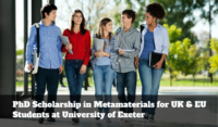 PhD Scholarship in Metamaterials for UK & EU Students at University of Exeter