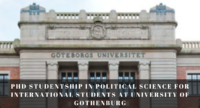 PhD Studentship in Political Science for International Students at University of Gothenburg