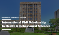 University of Queensland International PhD Scholarship in Health and Behavioural Sciences