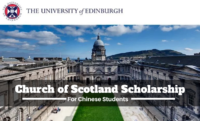 Church of Scotland Scholarship for Chinese Students at University of Edinburgh, UK