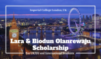Lara & Biodun Olanrewaju Scholarship for International Students at Imperial College London, UK