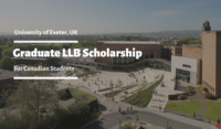 University of Exeter Graduate LLB funding for Canadian Students in the UK