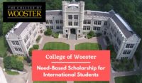 College of Wooster Need-Based Scholarship for International Students in the USA