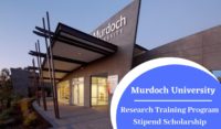 Murdoch University Research Training Program Stipend Scholarship in Australia