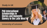 PhD international awards in Clerics and Domestic Slavery in the Latin West, UK