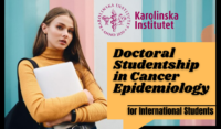 Doctoral Studentship in Cancer Epidemiology for International Students at Karolinska Institute, Sweden