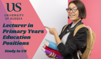 Lecturer in Primary Years Education Positions in UK