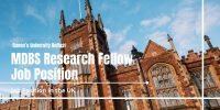 MDBS Research Fellow Job Position at Queen’s University Belfast, UK