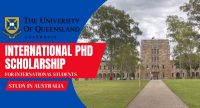 International PhD Scholarship at University of Queensland in Australia.