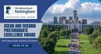 ASEAN and Oceania Postgraduate Excellence Award at the University of Nottingham, UK