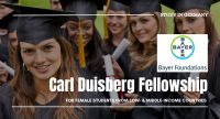 Bayer Foundation Carl Duisberg Fellowships for Female Students from Low- & .Middle-income Countries
