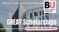 Bournemouth University GREAT Scholarships for Ghana and Egypt Students in the UK