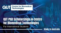 QUT PhD Scholarships in Centre for Biomedical Technologies in Australia