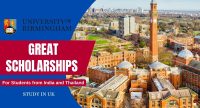 The University of Birmingham GREAT Scholarships for Students from India and Thailand