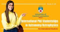 International PhD Studentships in Astronomy-Astrophysics at University of Central Lancashire, UK